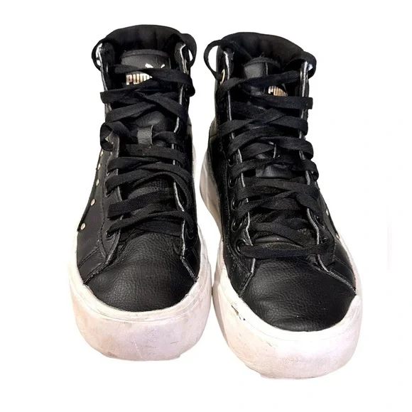 Puma Kids Kaia Stud Mid Platform Sneaker Black/Black Size 4​​​​​​​ - Picture 3 of 9